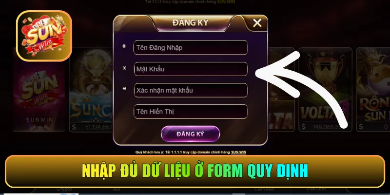 Nhập đủ dữ liệu ở form quy định