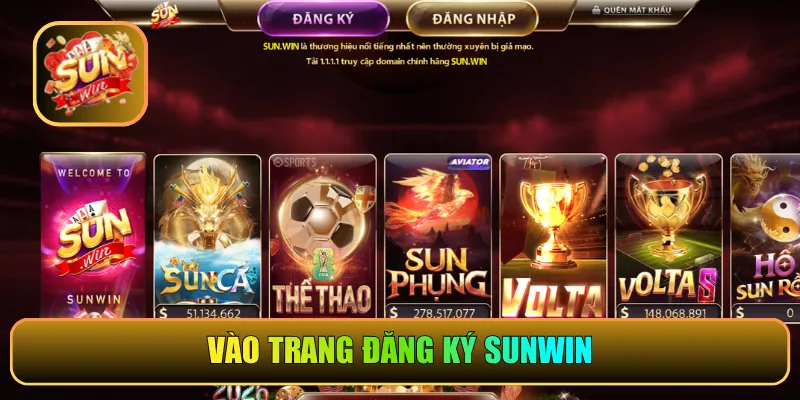 Vào trang đăng ký Sunwin